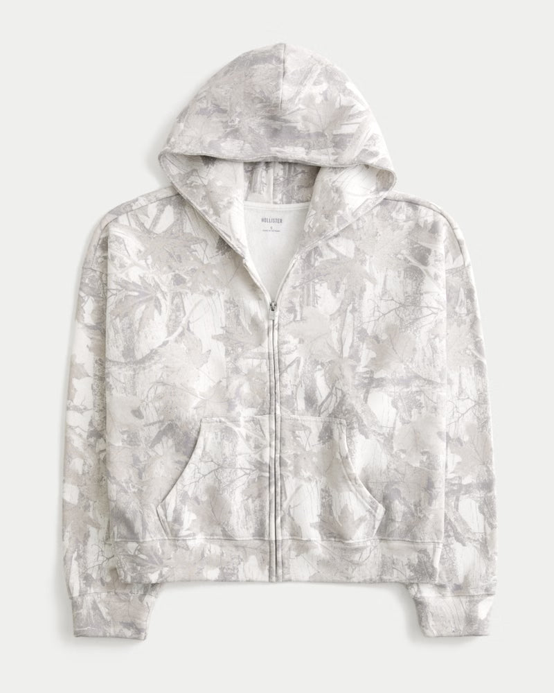 Oversized Zip-Up Hoodie-Shorts Set