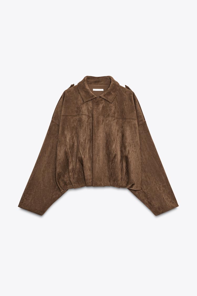 BROWN SUEDE BOMBER JACKET
