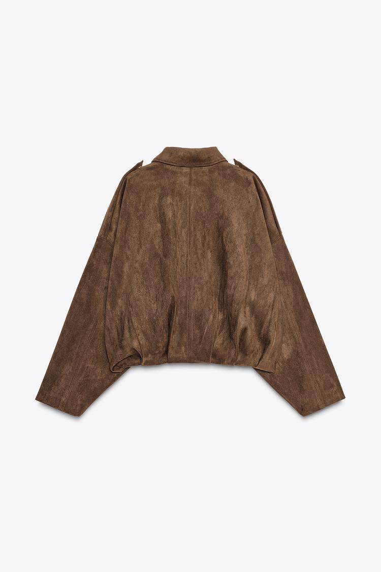 BROWN SUEDE BOMBER JACKET
