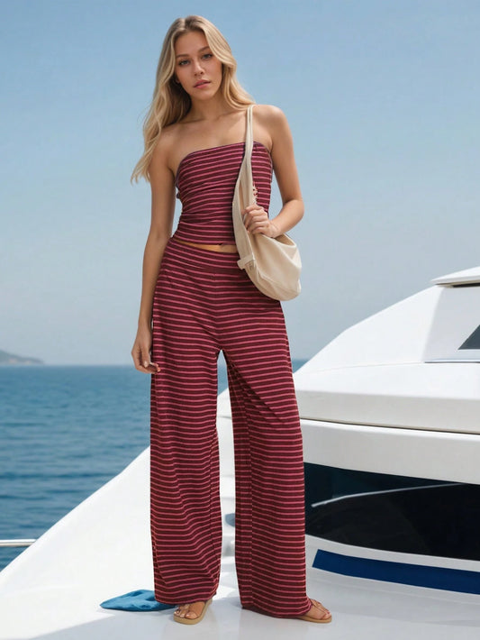 Stripe Sleeveless Tube Top & Pant Co-ord
