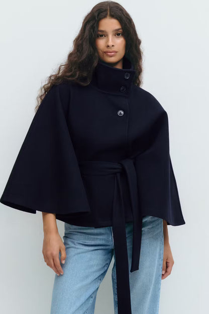 Fall Fashion Belted Cape Jacket