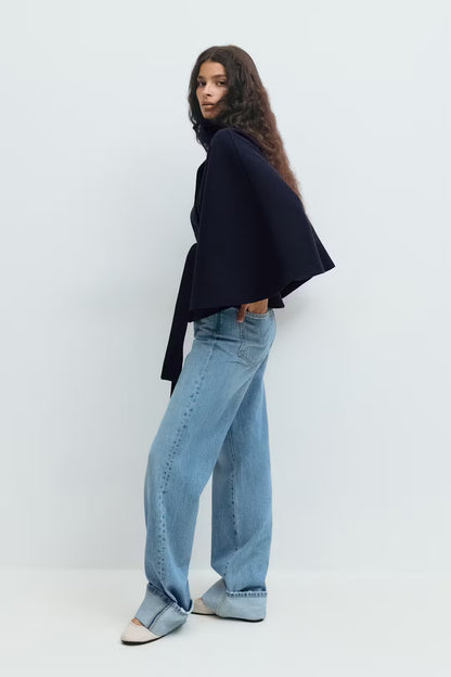 Fall Fashion Belted Cape Jacket