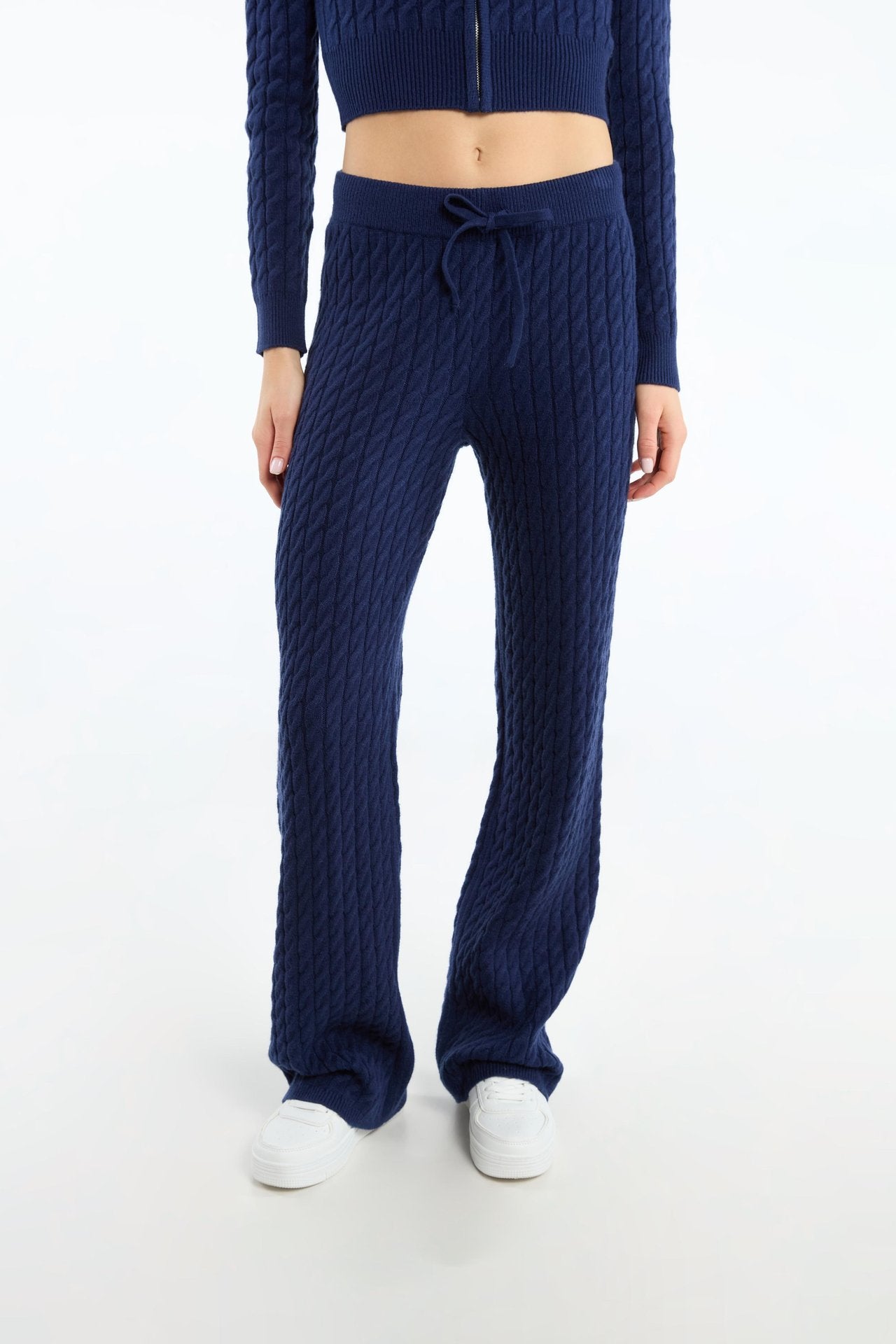 Plait Pattern Co-ord Set in Navy Blue