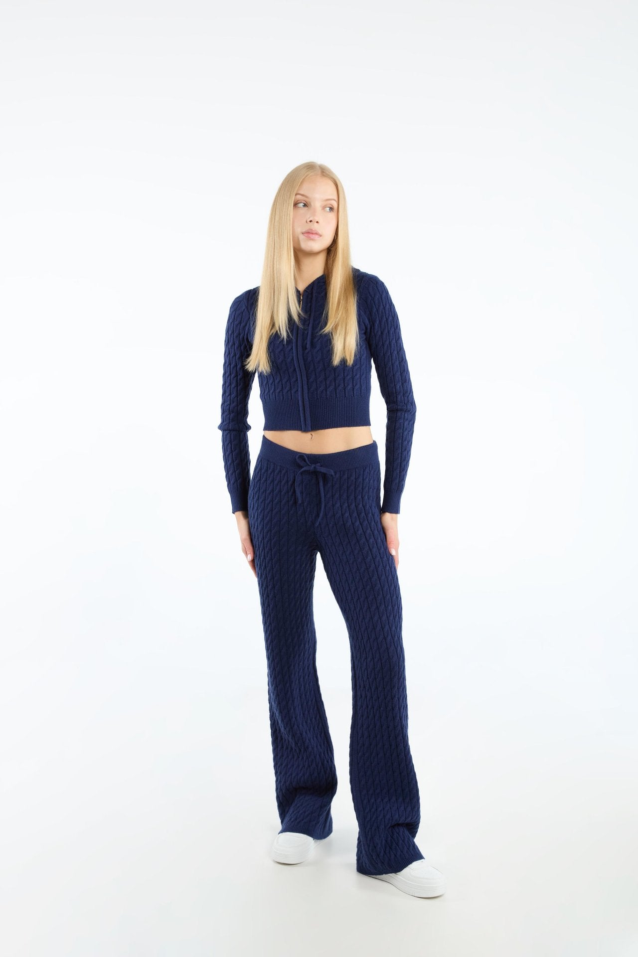 Plait Pattern Co-ord Set in Navy Blue