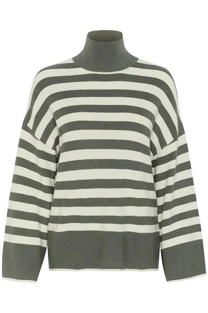 Inwear Gittel Agave Green Cashmere Mix Stripe Pullover