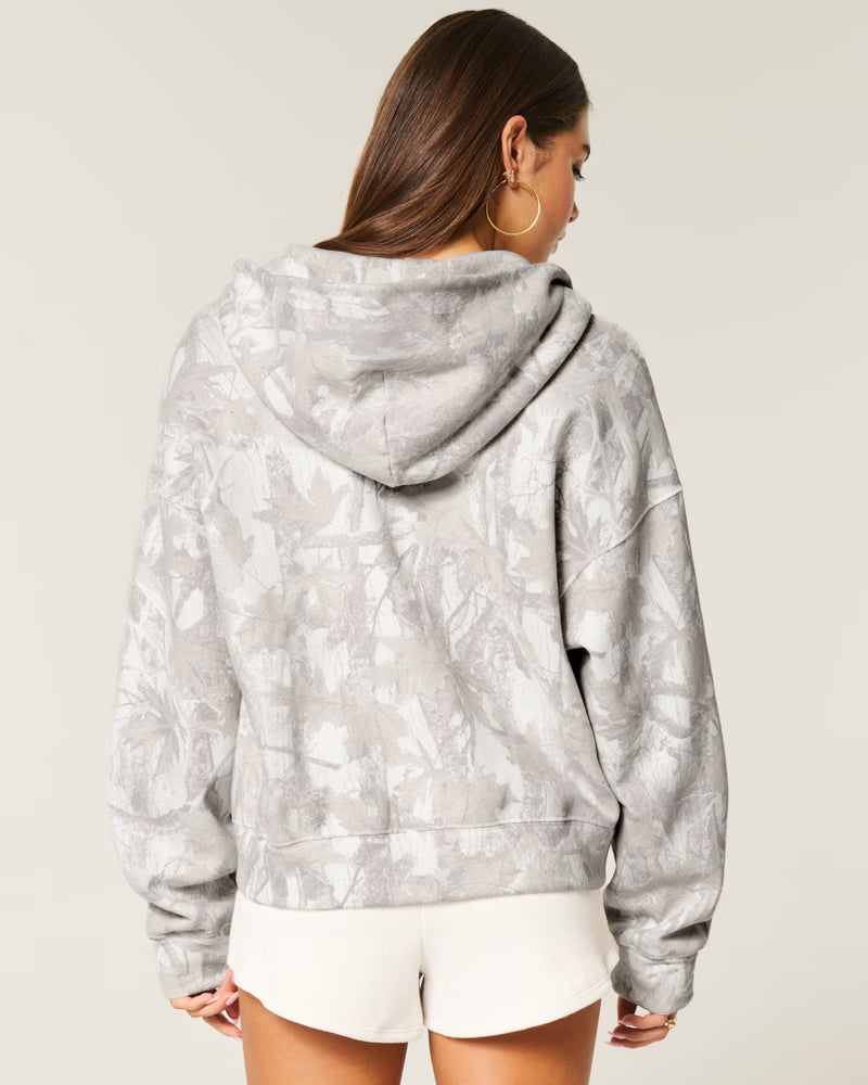 Oversized Zip-Up Hoodie-Shorts Set