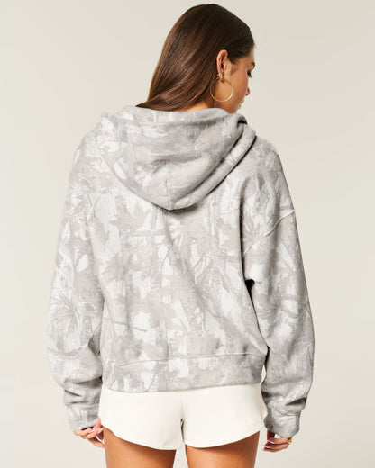 Oversized Zip-Up Hoodie-Shorts Set