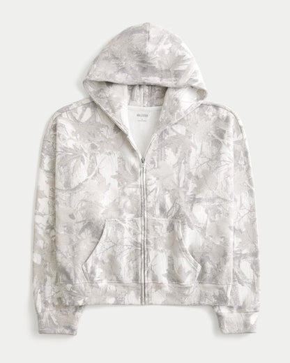 Oversized Zip-Up Hoodie-Shorts Set