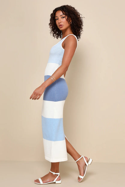 Striped Midi Sweater Dress