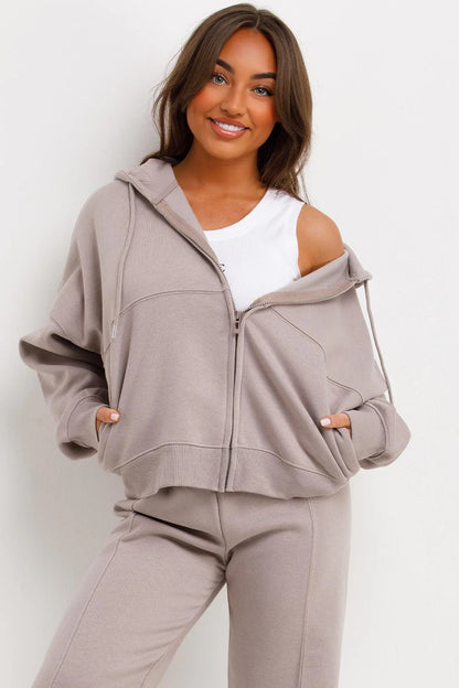 Hooded Sweatshirt And Wide Leg Joggers Tracksuit Set