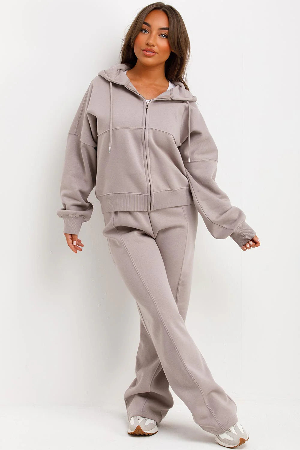 Hooded Sweatshirt And Wide Leg Joggers Tracksuit Set