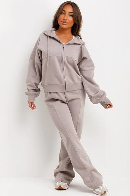 Hooded Sweatshirt And Wide Leg Joggers Tracksuit Set