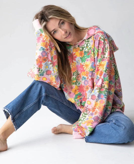 Floral Hoodie in Rainbow