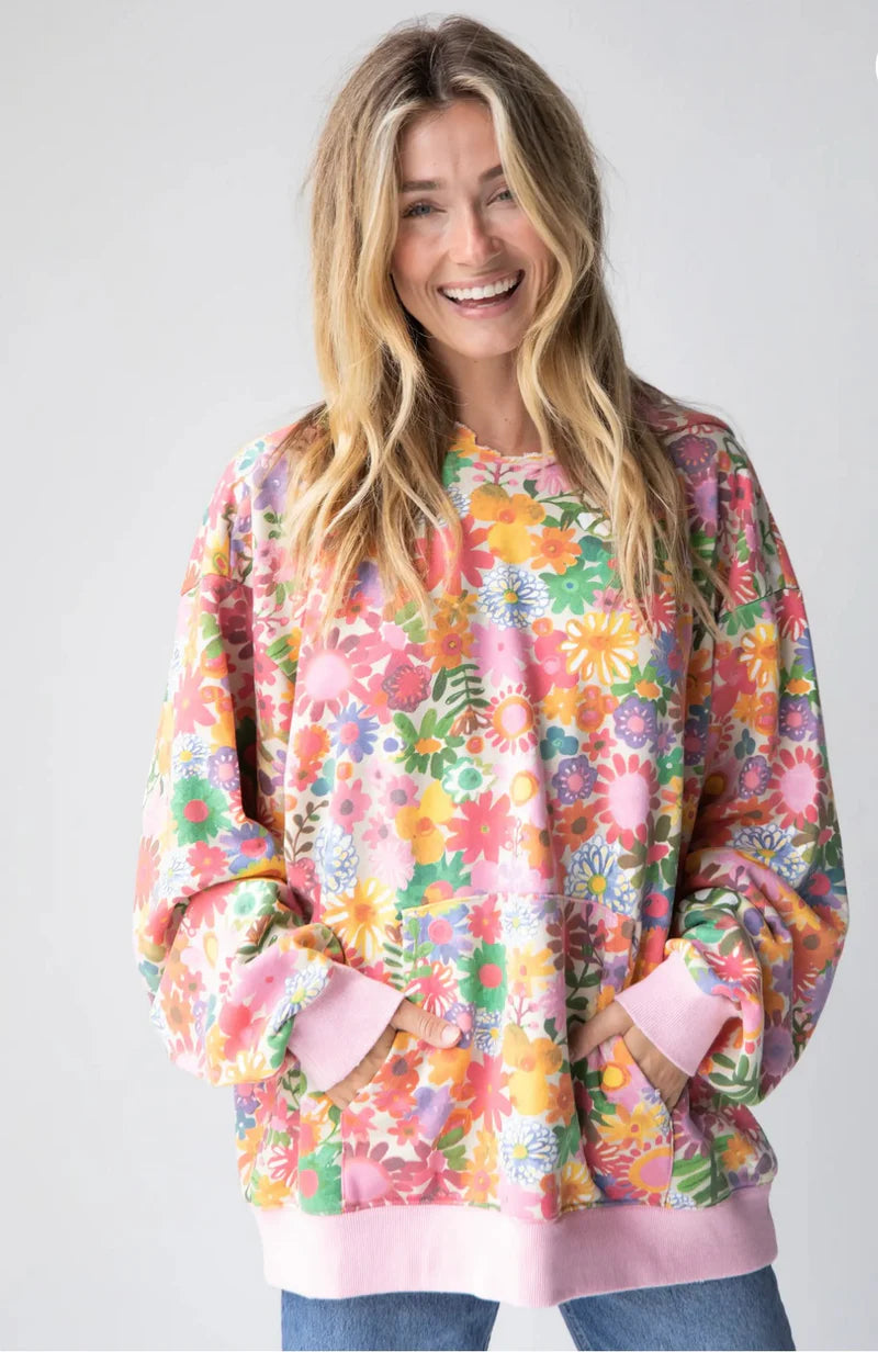 Floral Hoodie in Rainbow