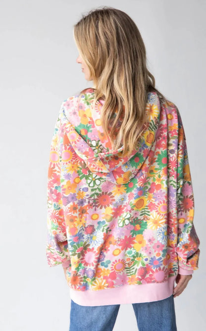 Floral Hoodie in Rainbow