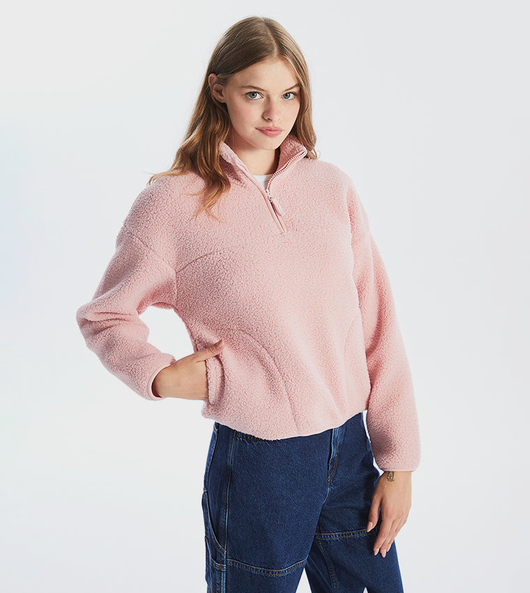 Viral Pink Fleece Sweatshirt