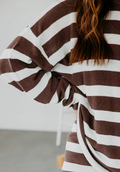 Striped Short Set in Chocholate
