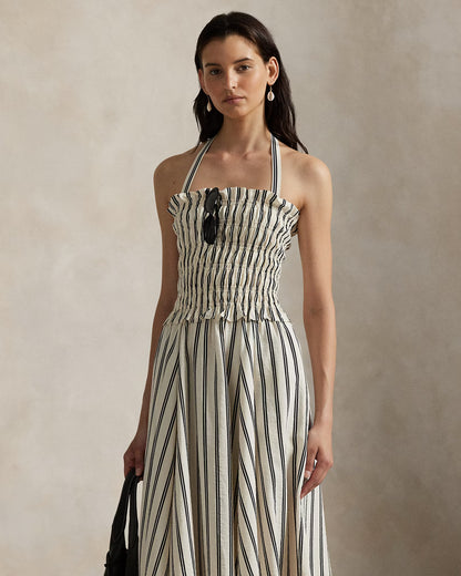 Striped Silk-Blend Dress | Taylor’s engagement dress dupe