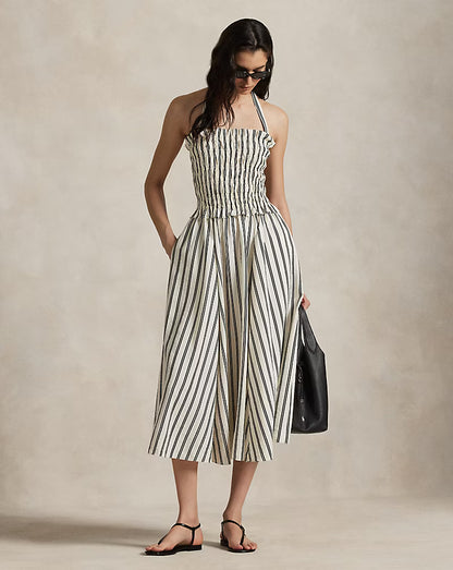 Striped Silk-Blend Dress | Taylor’s engagement dress dupe