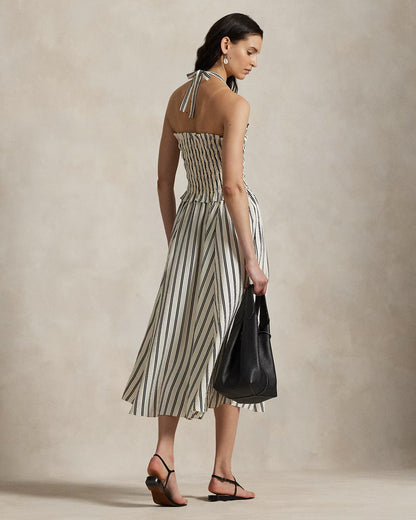 Striped Silk-Blend Dress | Taylor’s engagement dress dupe