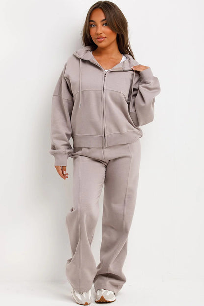 Hooded Sweatshirt And Wide Leg Joggers Tracksuit Set