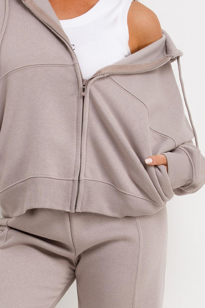 Hooded Sweatshirt And Wide Leg Joggers Tracksuit Set